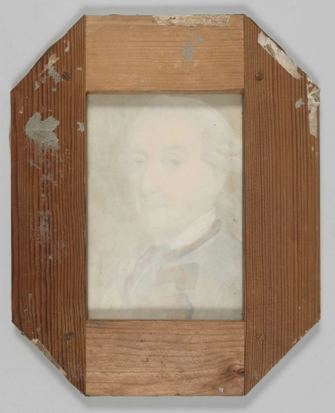 S/G/801/ML - Portret bliżej nieokreślonego mężczyzny w owalu. Ujęty w popiersiu, 3/4 w prawo. Twarz 
pociągła o wysokim czole, duże, wypukłe oczy, wydatny, lekko 