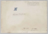 S/G/1774/ML - Scena rodzajowa wybrażająca płynące łodzią postacie. Sylwetki ukazane na
 tle jasnej ściany z arkadowym otworem po prawej i małym, okratowanym okienkiem w górnej części kompozycji. W łodzi cztery postacie mężczyzn w obszernych szatach; na głowach turbany. Od strony dziobu siedzący, pochylony nad wiosłem, za nim stojący, odwrócony tyłem, unoszący wiosło. W części środkowej mężczyzna pochylający się nad spoczywającym w łodzi bezwładnym ciałem kobiety. Przy rufie postać siedząca. Przedstawienie w formie pospiesznego szkicu, lawowane akwarelą. Utrzymane w tonacji błękitów i zieleni. 
