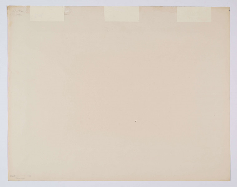 S/G/809/ML - Fragment zespołu pobernardyńskiego w Lublinie w widoku od południowego wschodu. Po lewej widoczne górne partie przylegających do kościoła od południa zabudowań klasztornych z barokowymi szczytami wieńczącymi elewacje. Po prawej apsyda prezbiterium kościoła. Bryły zakomponowane w perspektywicznym rzędzie. Pomiędzy dwoma szczytami, w głębi część kwadratowej wieży zegarowej i fragment szczytu nawy wschodniej zdobionego ornamentem okuciowym. Szczyty ze spływami wolutowymi, rozczłonkowane pilastrami i arkadowymi 
wnękami. Ścianę apsydy wieńczy belkowanie z fryzem konsolkowym. Przedstawienie szkicowe, formy wydobyte miękką kreską, modelowane przetartymi szerokimi smugami w odcieniach szarości.
sygn. l.d. : L Wycz