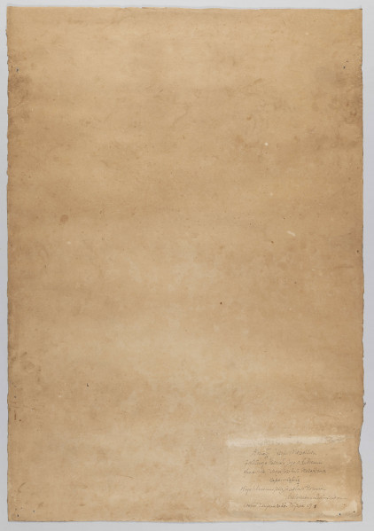 S/G/3648/ML - Scena figuralna przedstawiająca anioły.  W centrum kompozycji dwie całopostaciowo ujęte figury aniołów, en face. Unoszące się w powietrzu, na głowach  korony, z tyłu ramion dekoracyjne, duże skrzydła. Ubrane w długie, zwiewne suknie przewiązane gwiaździstymi szarfami. Ręce złożone w geście modlitwy. U stóp postaci obłoki. W górnej części kompozycji, nad skrzyżowanymi skrzydłami napis : AVE, z którego spływają dwie ozdobione gwiazdami girlandy. 

u dołu napis oł.: Anioły Józefa Mehoffera darowuje Jadwiga Józefowa Mehofferowa Antoniemu Zulińskiemu 26. III. 1947 r.