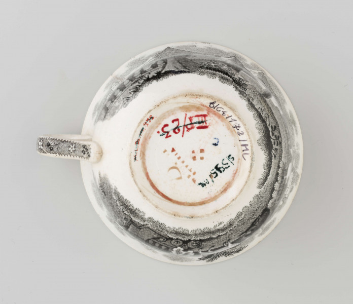 Filiżanka dzwonowata na pierścieniowej podstawie, ucho pętelkowe w kształcie cyfry 