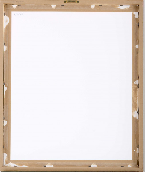 Projekt niezrealizowanej polichromii do kościoła akademickiego KUL. Widok na ścianę południową nawy z wyodrębnionymi kwaterami, które wypełniają w dolnej częsći zarysowane szkicowo sceny z Drogi Krzyżowej, w środkowym pasie dwa geometryczne pola, powyżej wizerunki świętych oraz banderole.