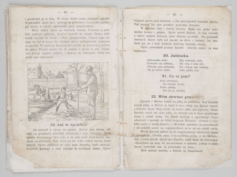 ML/MART/180 - Przedwojenny elementarz do j. polskiego (s. 19-68), z odręcznymi notatkami.