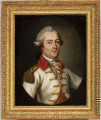Portret Dominika hrabiego Łosia (ur. 1732, zm. 1768). Popiersie mężczyzny w średnim wieku, zwróconego w 3/4 prawą stroną do widza, wzrok skierowany na wprost. Portret zakomponowany w owalu wpisanym w prostokąt. Hrabia ubrany jest w biały mundur z wysokim czerwonym kołnierzem, ozdobiony na prawym ramieniu złoconym epoletem z bulionem oraz przy guzikach - złoconymi szamerunkami; spod munduru widoczna jest czerwona wzorzysta kamizelka zapięta na guziki, pod szyją biały koronkowy halsztuk. Twarz owalna, o różowej karnacji, prosto zarysowanych brwiach, niebieskich oczach, wąskim nosie, drobnych, czerwonych ustach. Zarysowany podbródek. Na głowie - pudrowana peruka, związana z tyłu czarną kokardą. 