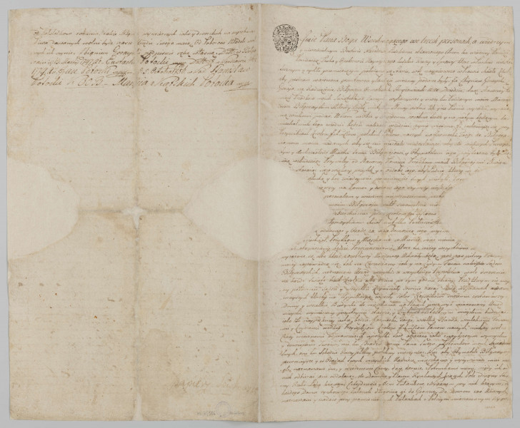 ML/H/586 - Dziewiętnastowieczna kopia ordynacji nadanej miastu Biłgorajowi przez Zbigniewa Gorajskiego, dziedzica na Radzięcinie, Biłgoraju, Osmolicach, Strzyżowicach etc. 21 grudnia 1634 r. Dokument rękopiśmienny w języku polskim. Dwie karty. Ubytki w tekście pisanym.