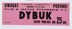 Afisz reklamujący film w języku żydowskim pt. 