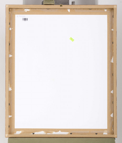 Projekt niezrealizowanej polichromii do kościoła akademickiego KUL. Widok od strony prezbiterium na ścianę północną nawy. Ściana podzielona na geometryzowane kwatery, w  których usytuowane całopostaciowe figury świętych trzymających banderole. W prawej dolnej kwaterze fragment przedstawienia z łodzią (?) W wyższych partiach nawy postacie świętych ujęte w popiersiach. Przedstawienie utrzymane w jasnej, pastelowej tonaji barwnej.