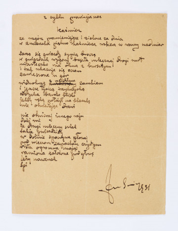 MC/Rp/48/4/ML Józef Czechowicz, kazimierz, 1931, rękopis, wym. k. 5 recto
Tekst zapisany czarnym atramentem na arkuszu kremowego papieru. Pośrodku w górnej części karty informacja: