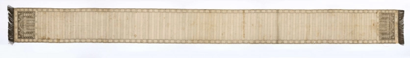 Pas kontuszowy, jedwabny, półlity, jednostronny.
Ornament:
Głowy