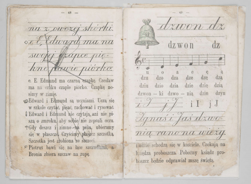 ML/MART/180 - Przedwojenny elementarz do j. polskiego (s. 19-68), z odręcznymi notatkami.