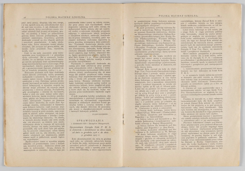 ML/H/4155 - Czasopismo „Polska Macierz Szkolna”, nr 5-6 z 20 lipca 1918 r. Miesięcznik wydawany w Warszawie poświęcony sprawom oświaty. Druk w miękkiej oprawie, tekst w dwóch kolumnach rozmieszczony na 50 numerowanych stronach. Na okładce w nagłówku tytuł czasopisma. Poniżej dane adresowe redakcji oraz reklamy w ozdobnych ramkach. Na pierwszej stronie powtórzony tytuł. Poniżej nazwisko redaktora oraz niewielka grafika z alegorią P.M.S. Zawartość: sprawozdania z działalności wydawcy (m. in. o działalności Koła Miejskiego P.M.S. w Lublinie) oraz artykuły o tematyce oświatowej (w tym o potrzebie reformy szkół żeńskich). Większość tekstów podpisana nazwiskami autorów. 