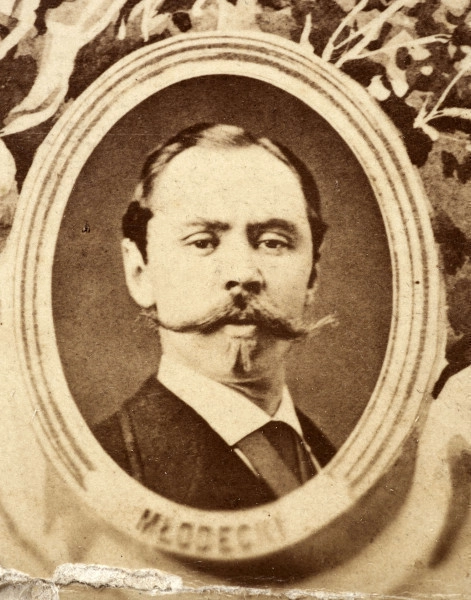 Fotografie w odcieniu sepii umieszczone na tle drzew i roślin, w centralnym miejscu postać kobiety ze sztandarem i aniołkami, wkomponowane widoki budowanej stacji, mostu kolejowego i lokomotywy. Największe zdjęcie w górnej, środkowej części bez podpisu, prawdopodobnie inż. głównej kolei nadwiślańskiej Tadeusz Chrzanowski lub jego następca Walery Titkow. Wśród podobizn pracownicy Biura Głównego Inżyniera: inż. Włodzimierz Stanisławski - pomocnik głównego inżyniera; inż. Feliks Kucharzewski -  pomocnik naczelnika biura; Feliks Kamocki - naczelnik kancelarii; Witold Lanci - naczelnik Wydz. Architektury; dr Wacław Lasocki- służba zdrowia; Władysław Radwan - sprawy zakupu gruntów; inż. Stanisław hr Scipio - projektant mostów kolejowych i jego współpracownicy: inż. Stefan Zieliński, inż. Maurycy Machalski, inż. Feliks Kucharzewski. Fotografia w passe - partout, za szkłem, oprawiona w drewnianą, profilowaną ramę.