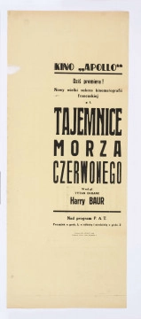 Na kremowym papierze w podłużnym formacie tekst różnej wielkości czcionką. Afisz premiery filmu produkcji francuskiej 