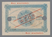 N/Bn/1618/ML - Aw. W ramce zdobionej stylizowanymi motywami roślinnymi, z lewej  ozdobne tondo z portretem Tadeusza  Kościuszki, z prawej napis: BANK POLSKI / DWA ZŁOTE / WARSZAWA dn. 28 Lut. 1919 r. / Dyrekcja Banku Polskiego
Podpisy: Stanisław Karpiński, Zygmunt Chamiec
W rogach ramki oznaczenie nominału: 2
Nad wizerunkiem Tadeusza Kościuszki: S. 23. A; poniżej: 030862. U dołu z prawej większą i pogrubioną czcionką: 34632

Rw. W ozdobnej ramce centralnie utrzymane w tej samej stylistyce tondo z oznaczeniem nominału: 2. po bokach powtórzone: DWA / ZŁOTE
U góry w łuku zakomponowana formuła: NA MOLCY UCHWAŁY SEJOMOWEJ BILETY BANKU POLSKIEGO SĄ PRAWNYM ŚRODKIEM PŁATNICZYM W POLSCE
U dołu w luku sankcja: podrabianie biletów i współdziałanie w ich rozpowszechnianiu karane jest ciężkim więzieniem.
Na awersie i rewersie pomiędzy dwiema równoległymi liniami ukośny nadruk w kolorze czerwonym: WZÓR oraz powtórzony u góry i na dole napis: Bez wartości.
Banknot dwukrotnie perforowany otworem o średnicy 10 mm.