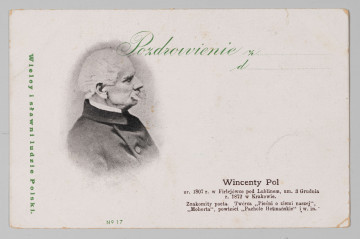 MPol/180/ML - Karta pocztowo-korespondencyjna z wizerunkiem Wincentego Pola z profilu - 