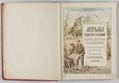 ML/H/650 - Okładka twarda, obklejona czerwonym płótnem, z wytłoczonym na złoto tytułem i ozdobami. Po lewej stronie popiersie kobiety bokiem, z wyciągniętą ręką trzymającą pędzel, poniżej kwiaty. W lewej części autor i tytuł, poniżej ozdobnik roślinny. Strona tytułowa przedstawia dwóch mężczyzn pochylonych nad mapą, w tle pejzaż wiejski z zamkiem na wzgórzu. Tytuł atlasu w wydzielonym, prostokątnym polu. Następna strona zawiera skorowidz i obiaśnienie znaków. Pierwsza z map to Mapa Ogólna Królestwa Polskiego z podziałem na gubernie i powiaty, następne to mapy powiatów. Na każdej stronie z mapą znajduja sie barwne grafiki z przedstawieniem zabytkowych budowli, typów ludowych, ruin, pejzaży. Do Atlasu dołączona luzem Mapa Guberni Lubelskiej, granice powiatu i wypełnienie błekitne.