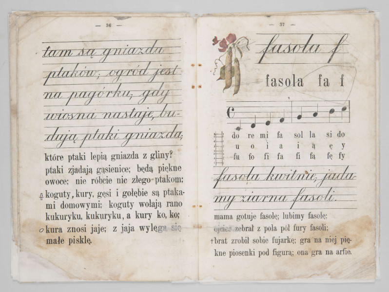 ML/MART/180 - Przedwojenny elementarz do j. polskiego (s. 19-68), z odręcznymi notatkami.