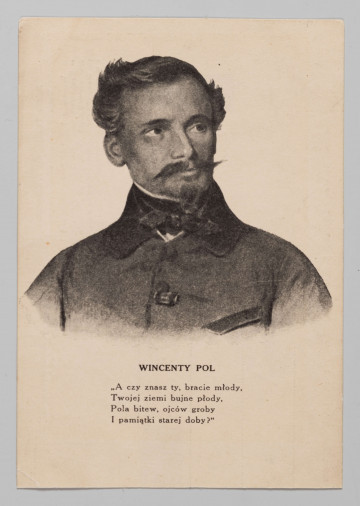 MPol/73/ML - Pocztówka z podobizną Wincentego Pola (popiersie). Niżej podpis 