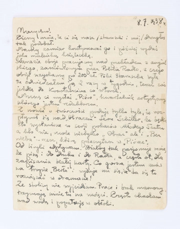 List Józefa Czechowicza do Marii Maćkowskiej-Wydrowej, wym. 20 x 16 cm, k. 17 r. i v.
List oraz wiersz zapisane czarnym atramentem na jednej karcie recto i verso.  
Na karcie recto - treść listu Czechowicza. W lewym górnym rogu - zwrot do adresata listu: 