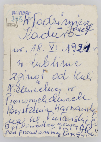ML/MART/253 - Fotografia Włodzimierza Kadury (młody chłopak, który zginął w pierwszych dniach w Powstaniu Warszawskim w Warszawie w 1944 roku) w mundurze harcerskim.
