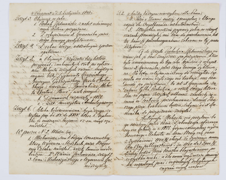 Rękopis listu Szymona Dutkiewicza do Wincentego Pola napisany na czterech kartach A4. Karty pożókłe, pismo bardzo staranne, czytelne, duże litery pisane czarnym atramentem, pismo pochylone na prawą stronę. Wszystkie strony zapisane, margines z lewej strony 2 cm.