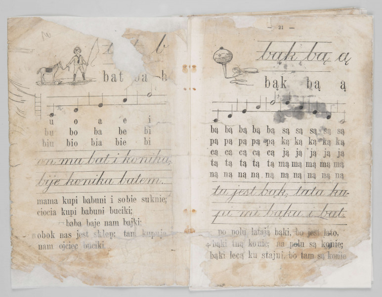 ML/MART/180 - Przedwojenny elementarz do j. polskiego (s. 19-68), z odręcznymi notatkami.