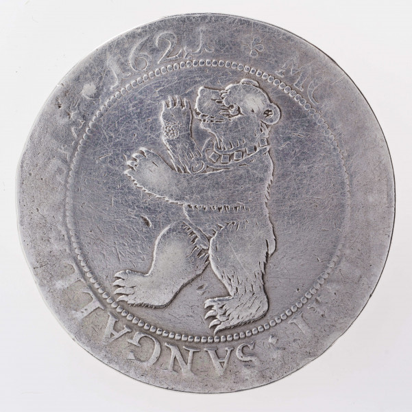 Aw. W tondzie ujętym pojedynczym otokiem perełkowym herb miasta. W otoku legenda poprzedzona rozetką:
*MO:NO:CIVII:SANGALLENSIS*1621

Rw. W tondzie ujętym pojedynczym otokiem perełkowym ukoronowany, dwugłowy Orzeł. Legenda dookolna rozdzielona na górze przez koronę:
SOLI*DEO*OPT:MAX:LAVS*ET*GLORIA