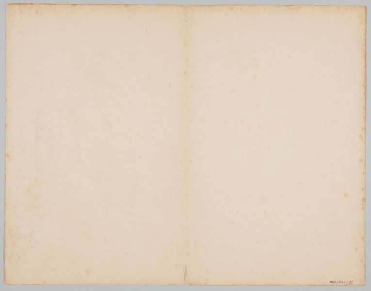 ML/H/1561/11 - Na pierwszym planie w prawej części grafiki mężczyzna w stroju chłopskim. W lewej ręce wzniesionej do góry trzyma czapkę, w drugiej dwojaki. Ubrany w koszulę przewiązaną pasem, lużne spodnie i płaszcz z wywiniętymi rękawami, na nogach buty wiązane. Głowa profilem, lekko wzniesiona, usta otwarte. Obok po lewej stronie w pustym prostokątnym polu napis: 