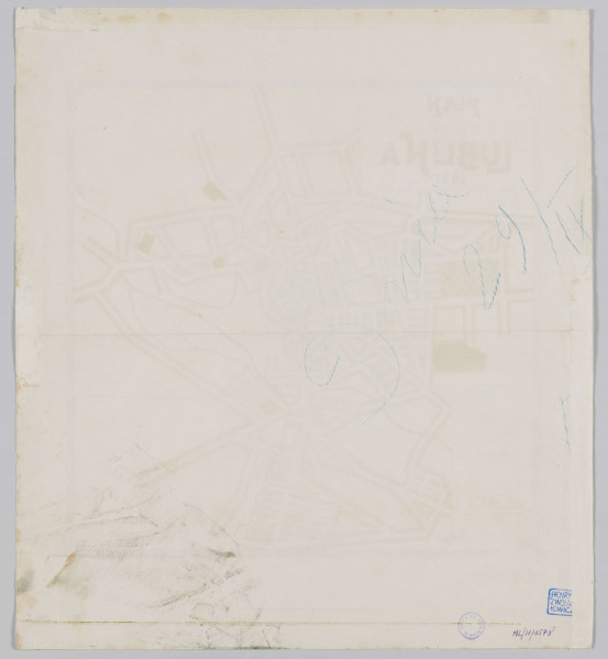 ML/H/1578 - Plan przedstawia miasto ograniczone ulicami - Obywatelską, Wyścigową, Betonową, Wapienną, Cmentarną, Alejami Racławickimi, Aleją Długosza, Snopkowską, Północną do Obywatelskiej. Na planie wyszczególniono, oznaczając numerami, budynki użyteczności publicznej oraz zakłady przemysłowe: 1. Kościół Katedralny, 2. Kościół Ewangelicki, 3. Zamek, (…) 20. Hotel „Victoria”. Ulice w kolorze czarnym, tereny wzdłuż ulic zaznaczone na jasny brąz, cmentarze i parki na zielono, rzeki na błękitno. U dołu z lewej strony naklejka na folii z podpisem. Plan opracował A. Krzyżewski.
Tytuł mapy w lewym górnym rogu, legenda w lewym dolnym rogu. Plan otoczony czarną, ażurową ramką z motywem kół w narożnikach. Oprawiony w drewnianą ramę i białe passe - partout, za szkłem.