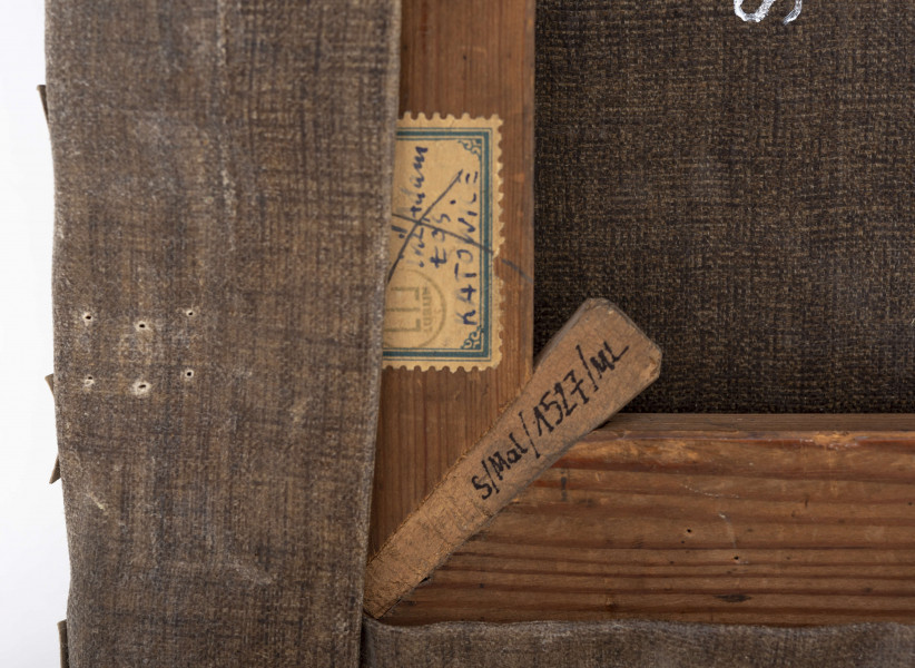 Portret Róży z Cieńskich Łosiowej. Postać w ujęciu do bioder, zwrócona w lewo, z twarzą skierowaną na patrzącego. Portretowana prawą rękę unosi dotykając kokardy na dekolcie, prezentując dwa pierścienie i bransoletę z sześciu sznurów pereł, w lewej, opuszczonej, ozdobionej podobną bransoletą, trzyma wachlarz. Ubrana jest w niebieską suknię z głębokim kwadratowym dekoltem. Suknia obszyta jest z przodu biało-popielatymi koronkami i ozdobiona na dekolcie koronkową kokardą i różą. Rękawy sukni zdobią również suto nawarstwiające się koronki oraz koronkowe kokardy. Na szyi cztery rzędy perłowego naszyjnika, opadającego dwoma rzędami pereł aż do róży przy dekolcie. Na głowie bogaty koronkowy czepiec, kornet,zbobiony kwiatami i biżuterią, w uszach kolczyki. Twarz szczupła, pociągła, włosy zaczesane gładko do góry. Brwi wyraźnie zarysowane, nos prosty, usta drobne, zaciśnięte w lekkim uśmiechu.  Tło ciemne, neutralne, z herbem Pomian (Cieńskich) w prawym górnym rogu. 