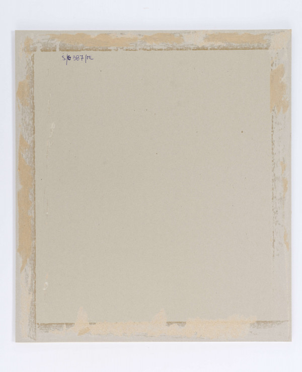 W owalu na prostokątnym tle półpostać lekko w prawo, głowa 3/4 w lewo. Prawa ręka wsparta na rękojeści szabli/pałaszu(?). Lewa ręka silnie oświetlona, założona na prawą. Ubrany w rozpięty u góry mundur z czasów kościuszkowskich; z gwiazdą Orderu Orła Białego nadanego 1787, z wiszącą przez plecy szablą na rzemieniu. W tle mur i łuna pożaru. 