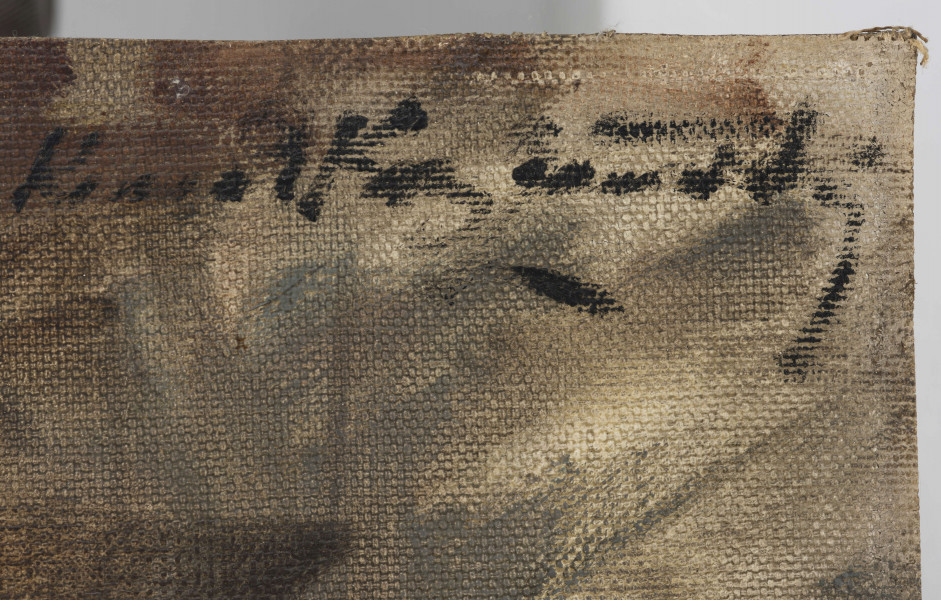 Portret Jana Lemańskiego. Postać starszego mężczyzny ujęta w popiersiu, lekko zwrócona w prawą stronę. Ubrany w biała koszulę i ciemny surdut. Twarz pociągła. Czoło wysokie z zakolami. Oczy duże, brwi krzaczaste, nos prosty. Wąsy długie, podkręcone. Długa, wąska bródka. Policzki bez zarostu. Tło malowane szerokimi, wyraźnymi pociągnięciami pędzla w kolorze jasno i ciemnobrązowym.