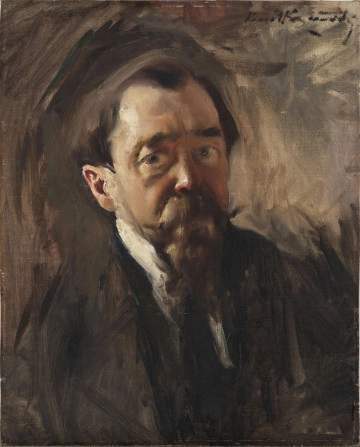 Portret Jana Lemańskiego. Postać starszego mężczyzny ujęta w popiersiu, lekko zwrócona w prawą stronę. Ubrany w biała koszulę i ciemny surdut. Twarz pociągła. Czoło wysokie z zakolami. Oczy duże, brwi krzaczaste, nos prosty. Wąsy długie, podkręcone. Długa, wąska bródka. Policzki bez zarostu. Tło malowane szerokimi, wyraźnymi pociągnięciami pędzla w kolorze jasno i ciemnobrązowym.