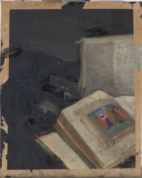 Portret Jana Lemańskiego. Postać starszego mężczyzny ujęta w popiersiu, lekko zwrócona w prawą stronę. Ubrany w biała koszulę i ciemny surdut. Twarz pociągła. Czoło wysokie z zakolami. Oczy duże, brwi krzaczaste, nos prosty. Wąsy długie, podkręcone. Długa, wąska bródka. Policzki bez zarostu. Tło malowane szerokimi, wyraźnymi pociągnięciami pędzla w kolorze jasno i ciemnobrązowym.