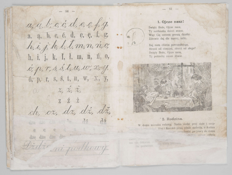 ML/MART/180 - Przedwojenny elementarz do j. polskiego (s. 19-68), z odręcznymi notatkami.