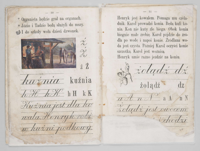ML/MART/180 - Przedwojenny elementarz do j. polskiego (s. 19-68), z odręcznymi notatkami.