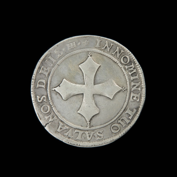 gulden; 2/3 talara; - Ujęcie rewersu. Moneta z krzyżem greckim na rewersie.