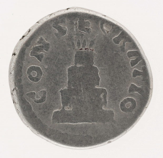 AV. Głowa Antoninusa Piusa w profilu w prawo. W otoku napis:
DIVVS ANTONINVS

RV. Płonący stos pogrzebowy. W otoku napis:
CONSECRATIO