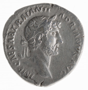 Av.: Popiersie cesarza w prawo. W otoku, od lewej: IMP CEASAR TRAIAN HADRIANVS AVG

Rv.: Salus siedząca w lewo, karmiąca węża z patery owiniętego wokół ołtarza. W otoku, od lewej: P M TR P COS III
