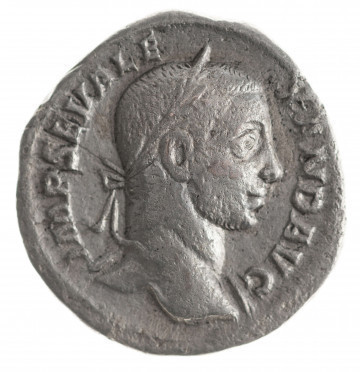 N/11389/ML - Av.: Popiersie cesarza w wieńcu laurowym w lewo. W otoku: IMP SEV ALEKSAND AVG

Rv.: Jowisz stojący w lewo, trzymający w prawej ręce wiązkę piorunów a lewej berło. U dołu, z lewej mała postać cesarza. W otoku: IOVI CONSERVATORI
