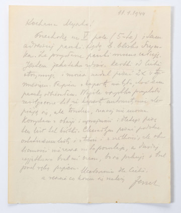 Gryps napisany przez Zenona Waśniewskiego przebywającego w obozie KL Lublin, gryps adresowany do żony Michaliny, 2 strony, pismo od lewej do prawej.