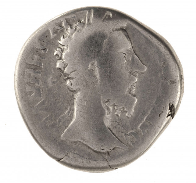 AV. Popiersie cesarza w profilu w prawo, w wieńcu laurowym na głowie. W otoku napis:
M AVREL AN - [TONINVS ?] AVG

RV. Stojąca Minewra w lewo. W prawej dłoni trzyma gałązkę, lewą ręką wspiera o stojącą na ziemi tarczę, za którą znajduje się włócznia. W otoku napis:
TR P XXXII ? [IMP] - V [IIII] COS III PP
