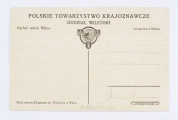 Pocztówka z ogólnym widokiem na Wilno, wykonana w sepii. Na pierwszym planie widoczne liczne drzewa, w oddali miejskie zabudowania.