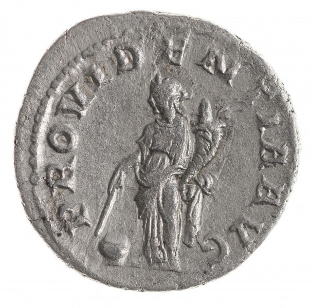 Av.: Popiersie cesarza w wieńcu laurowym w prawo. W otoku: IMP MAXIMIANVS PIVS AVG

Rv.: Stojąca w lewo Providentia, trzymająca w lewej ręce różdżkę a w prawej róg obfitości. U dołu, z lewej glob. W otoku: PROVIDENTIA AVG
