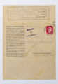List obozowy napisany w j. niemieckim przez Zenona Waśniewskiego więźnia obozu KL Auschwitz, list napisany do żony Michaliny, 2 strony, pismo od lewej do prawej.