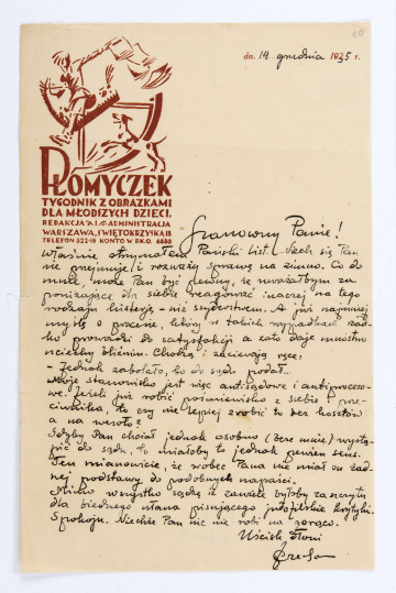 List Józefa Czechowicza do Stanisława Czernika, [Warszawa], 14.12.1935 r., wym. 21,1 x 13,8 cm, k. 10 r. 
List zapisany czarnym atramentem na arkuszu firmowego papieru. W lewym górnym rogu nadruk czerwoną czcionką: 