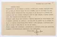 List Józefa Czechowicza do Stanisława Czernika, Warszawa, 20 II 1937 r., wym. 14,3 x 22,6 cm, k. 13 r.   
Arkusz kremowego papieru, tekst pisany na maszynie. W prawym górnym rogu miejsce i data powstania listu.  Pod treścią listu, w dolnej części karty po prawej stronie - odręczny podpis poety, zapisany niebieskim atramentem, z charakterystycznym splotem liter 
