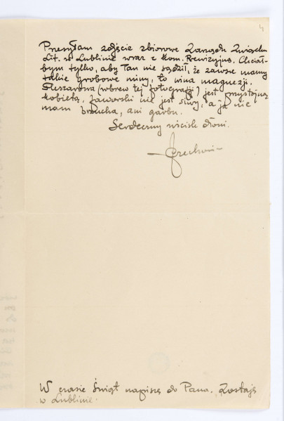 List Józefa Czechowicza do Stanisława Czernika, Lublin, 19.12.1932 r., wym. 21,4 x 13,5 cm, k. 3-4 r. 
Prawdopodobnie do niniejszego  listu została dołączona karta z przepisanym tekstem recenzji M. Bibrowskiego tomu poetyckiego J. Czechowicza 