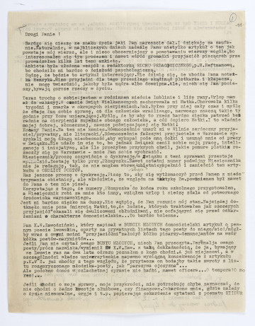List Józefa Czechowicza do Stanisława Czernika, Lublin, po 22.05.1936 r., wym. 28 x 22 cm, k. 11 recto i verso. 
List zapisany pismem maszynowym na  na arkuszu kremowego papieru. Zapisana w całości karta recto oraz do połowy verso. Pod tekstem listu odręczny podpis poety, zapisany czarnym atramentem: 