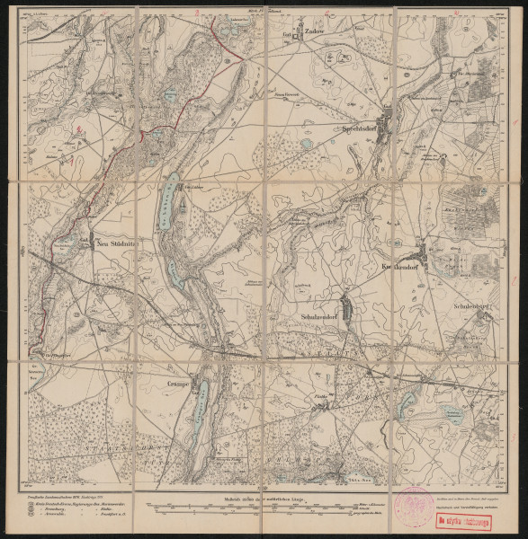 drukowana mapa 1334 Spechtsdorf II - Ujęcie z przodu; Mapę 1334 Spechtsdorf II opracowano i wydano w 1876, a dodrukowano w 1919 roku. Obejmuje obszar w pobliżu miejscowości Spechtsdorf, Kreis Arnswalde, Reg. Bez. Frankfurt a. Oder, Prov. Brandenburg, dziś Płociczno, pow. wałecki, woj. zachodniopomorskie, Polska. Jest jedynym zachowanym egzemplarzem arkusza przedwojennej mapy topograficznej oznaczonego godłem 1334, zawierającym dane o lokalizacji obiektów i ich nazw w zasobie archiwalnym Flurnamen Sammlung. Na drukowanej mapie ręcznie naniesiono warstwę z numeracją obiektów fizjograficznych odnoszących się do miejscowości: Balster, dziś Biały Zdrój.